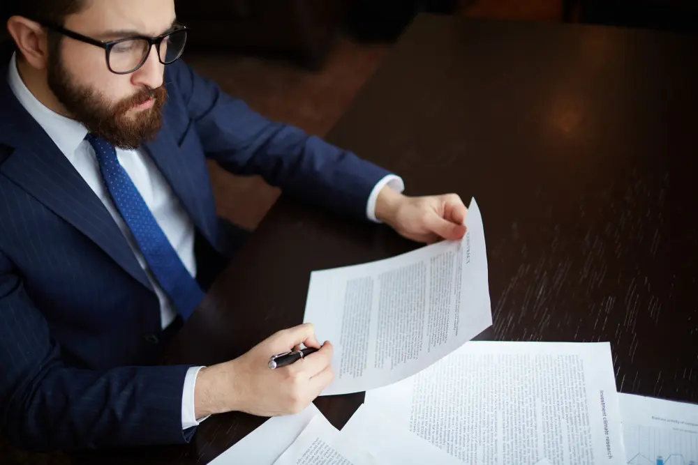 Abogado de Centro Jurídico Internacional revisando documentos legales